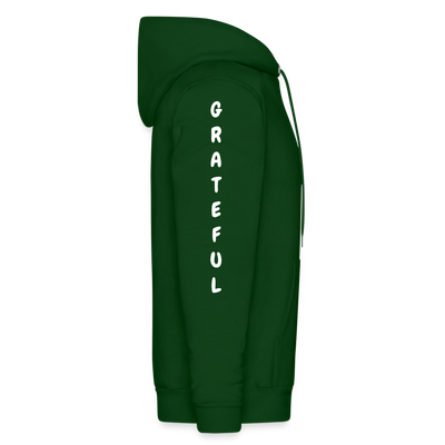Unisex Hoodie - Thankful Front + 2 Sides - forest green